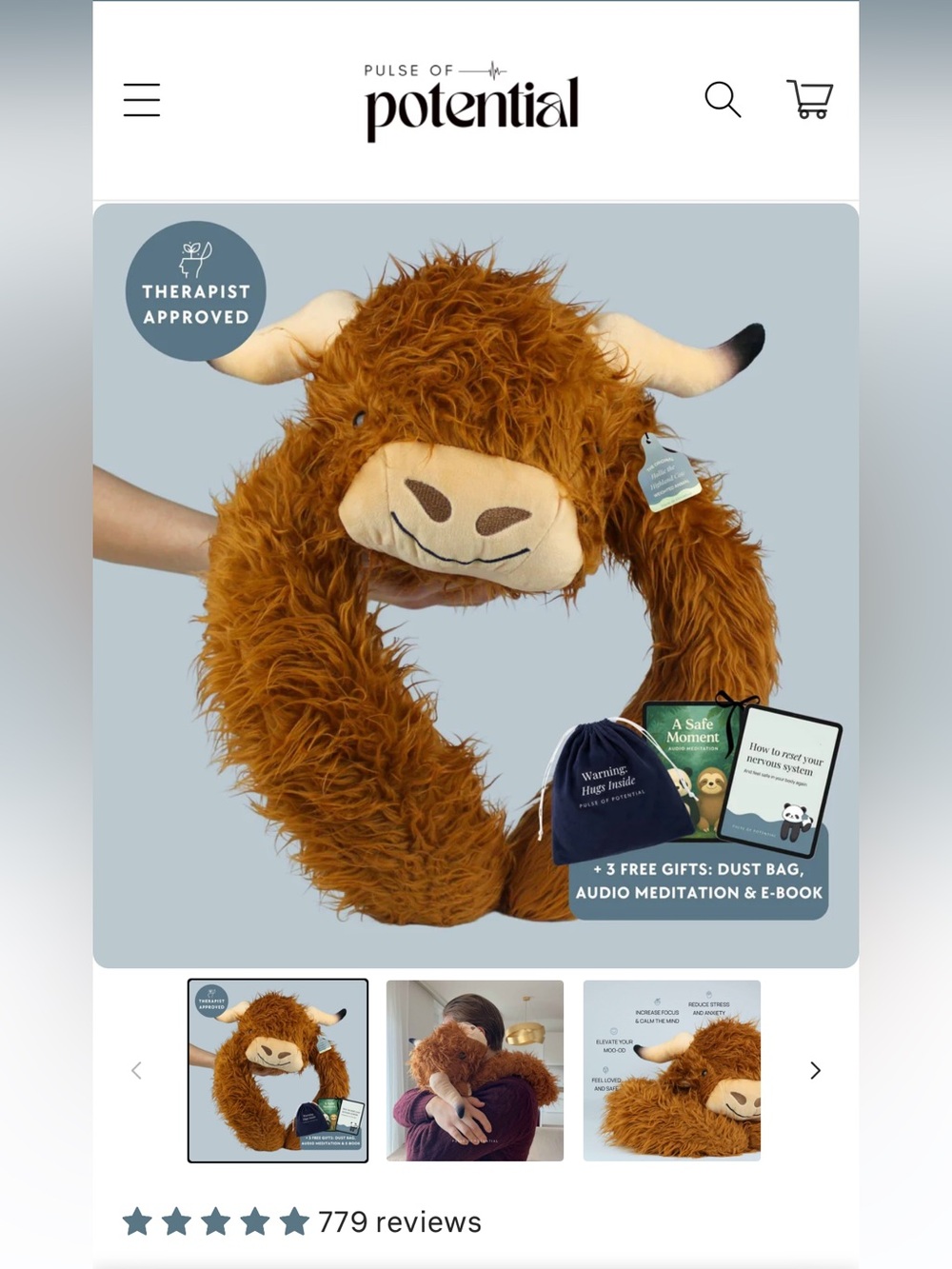 NWT! Weighted Cozy highland cow